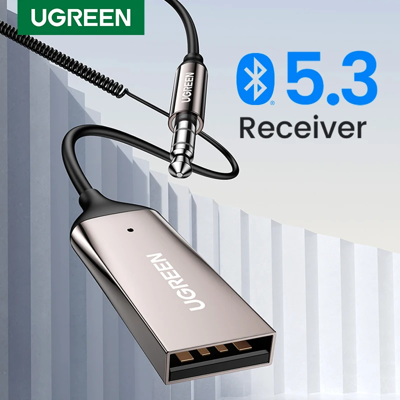 UGREEN Bluetooth Receiver 5.3 Adapter Hands-Free Car Kits AUX Audio 3.5mm Jack Music Wireless Receiver for Car BT Transmitter