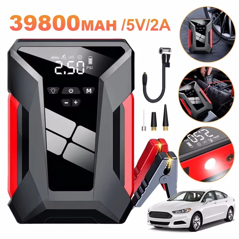 28000mAh Car Jump Starter Multifunctional Automotive Energy Power 150PSI fire Inflator Powerbank Air Pump With Bag