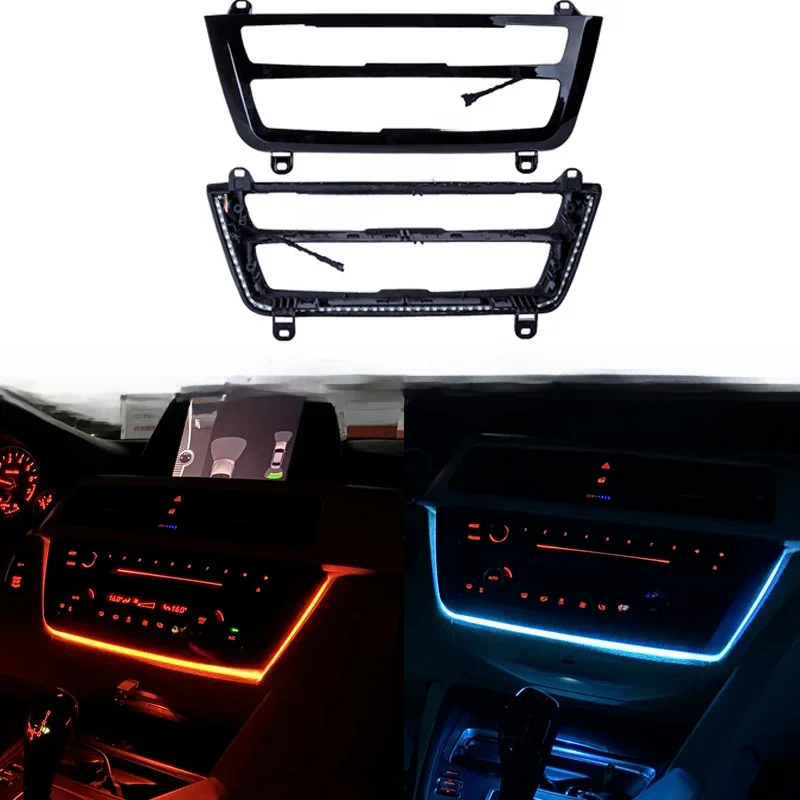 Para bmw série 3 4 série f30 f35 2 cores console central painel ac luz ambiente rádio guarnição led