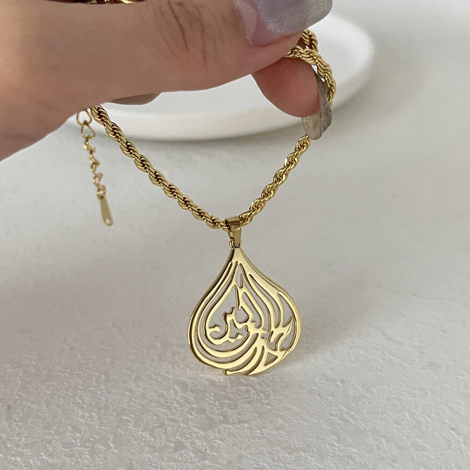 Personalized Arabic Style Necklace Gold Flat Stainless Steel Women Jewelry Amazing Start Of School Gift For Girls