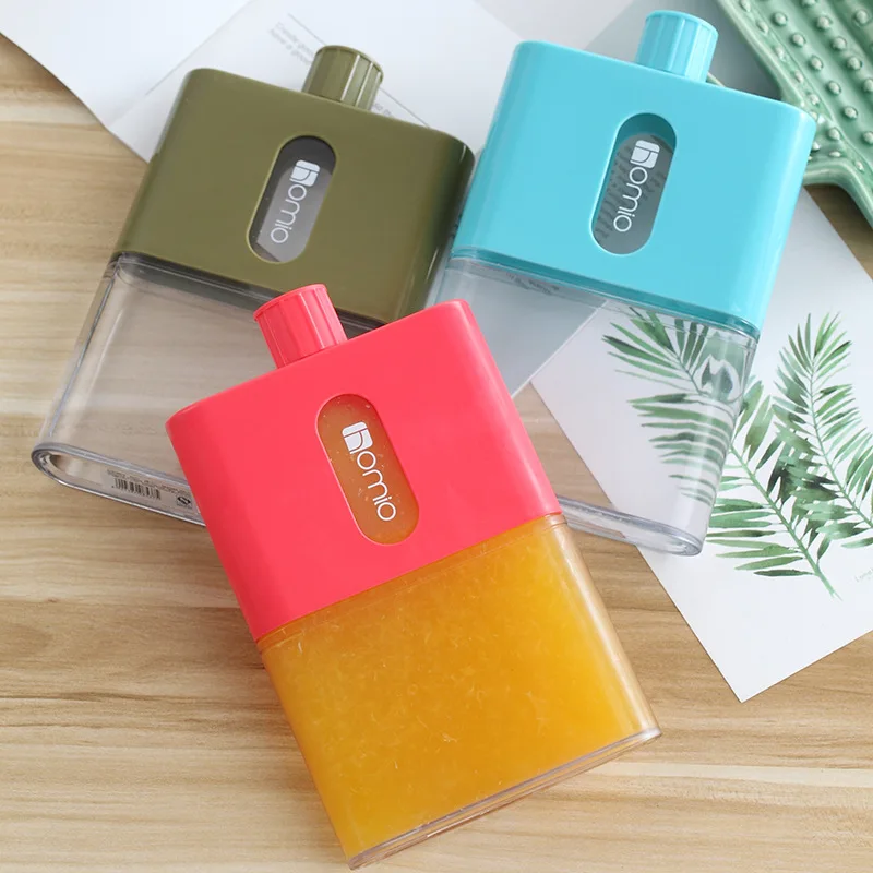 A5 Memo Notebook Water Bottle Flat Square 530ml Sports Cup Leakproof Portable Plastic Kettle BPA Free Paper Size Drinking Bottle