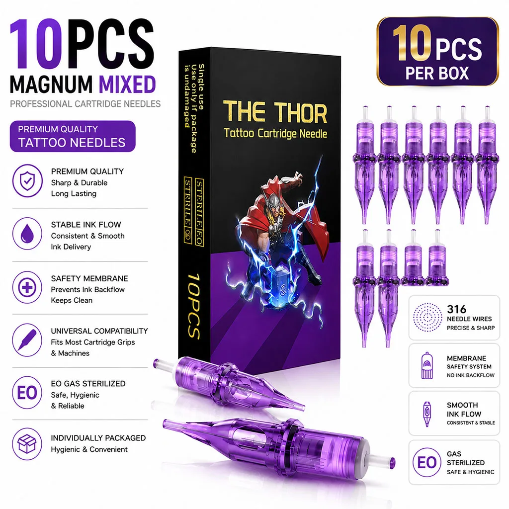 10PCS Tattoo Cartridge Needles Individual Package Disposable Sterile Transparent Tattoo Needles for Tattoo Pen Machine