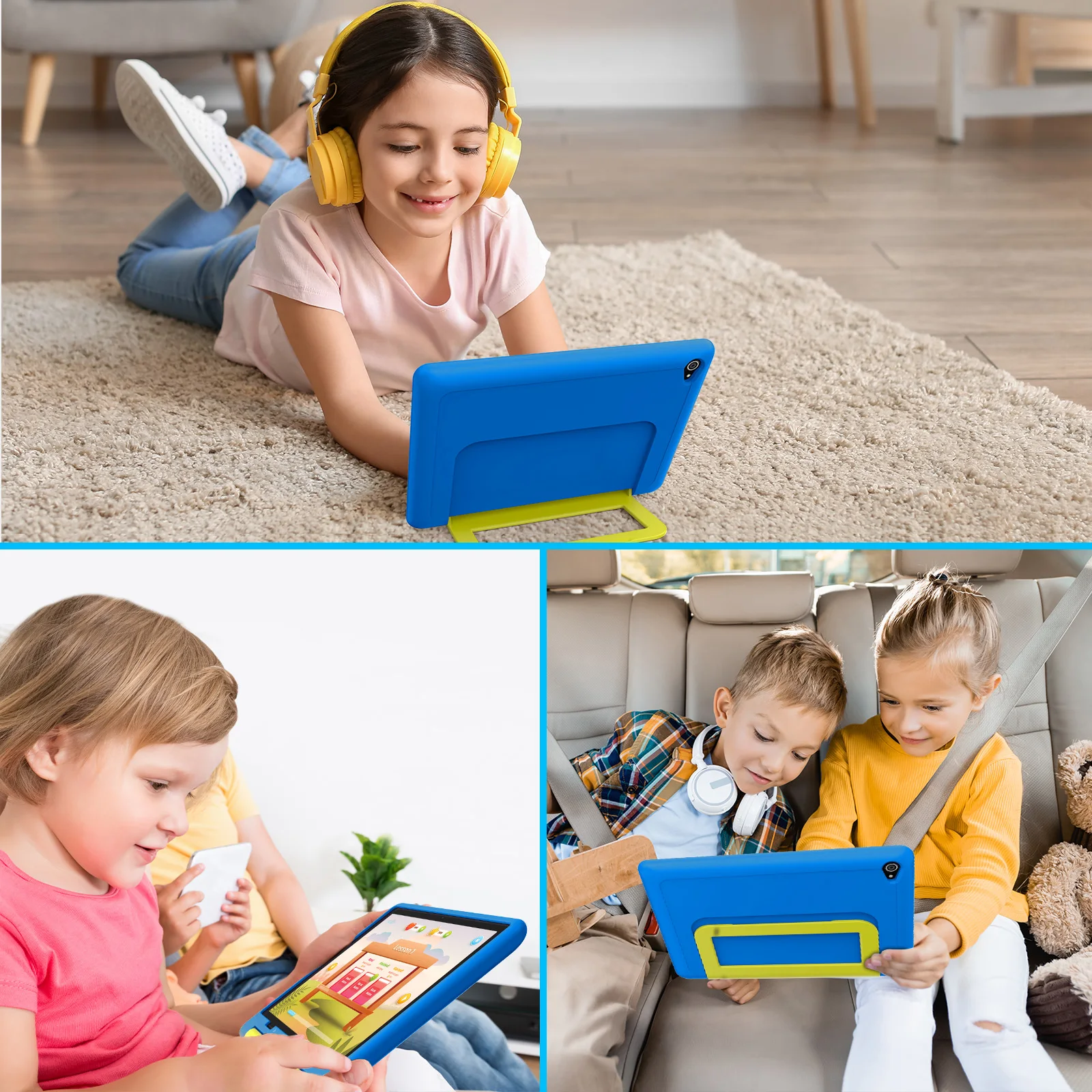 Tableta KT1016 de 10,1 pulgadas para niños, Tablet con Android 14, cuatro núcleos, 8GB de RAM, 64GB de ROM, 1TB, WiFi, Bluetooth, regalo para niños, Software para niños, PC Pad