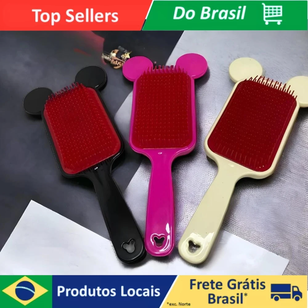 Escova Raquete Orelinha Desembaraçadora De Cabelo Anti Frizz - Para Todos Os Tipos De Cabelos, Não quebra O Cabelo