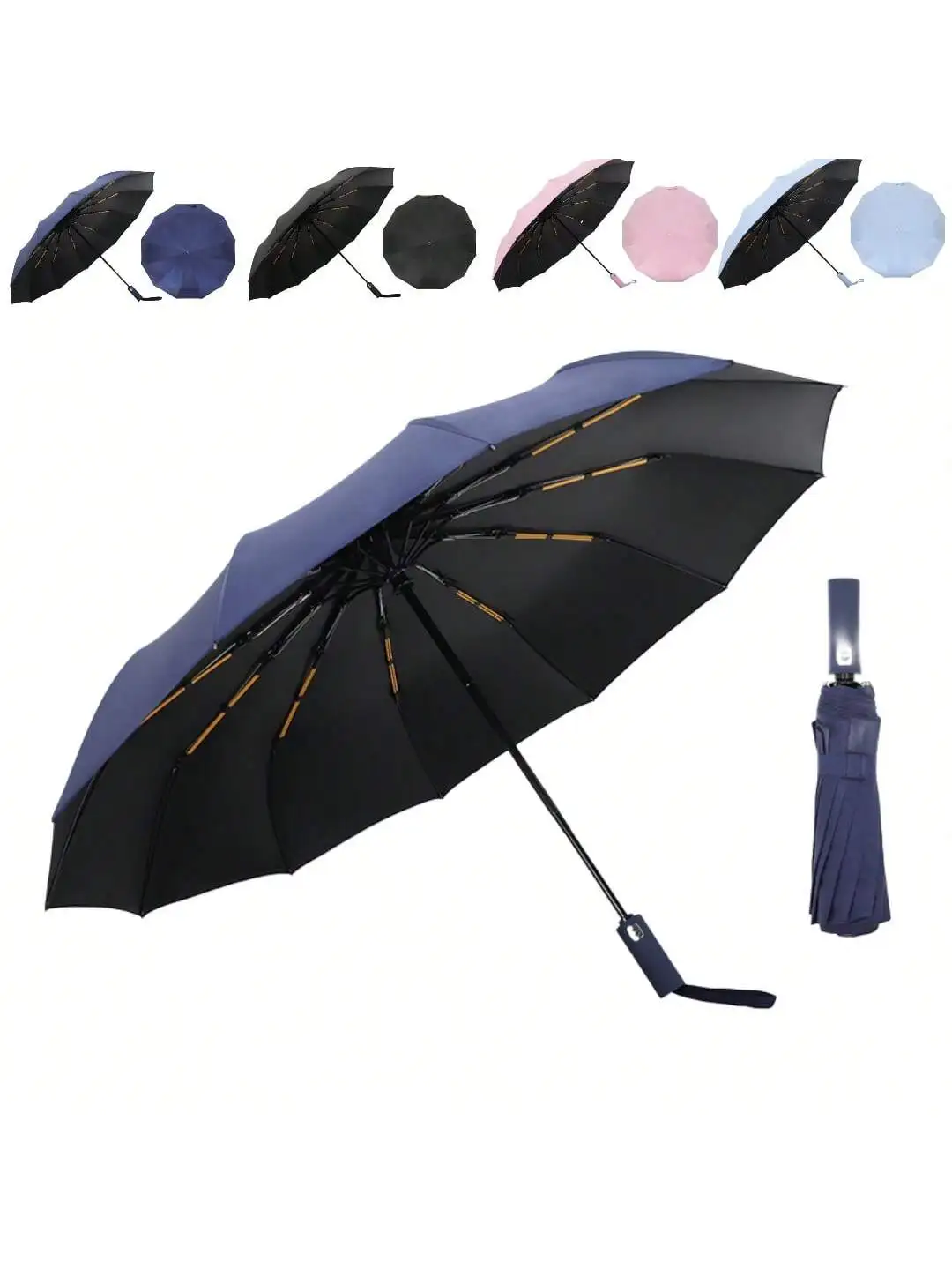 Regenschirm-Taschen-Sonnenschirm, UV-Schutz mit 12 Rippen, tragbarer Regenschirm, verstärkter Sonnenschirmkopf