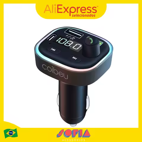 Carregador Turbo Bluetooth 3.1A 2 Portas USB Transmissor FM Sem Fio Adaptador Receptor Carro Música e Carregamento Rápido
