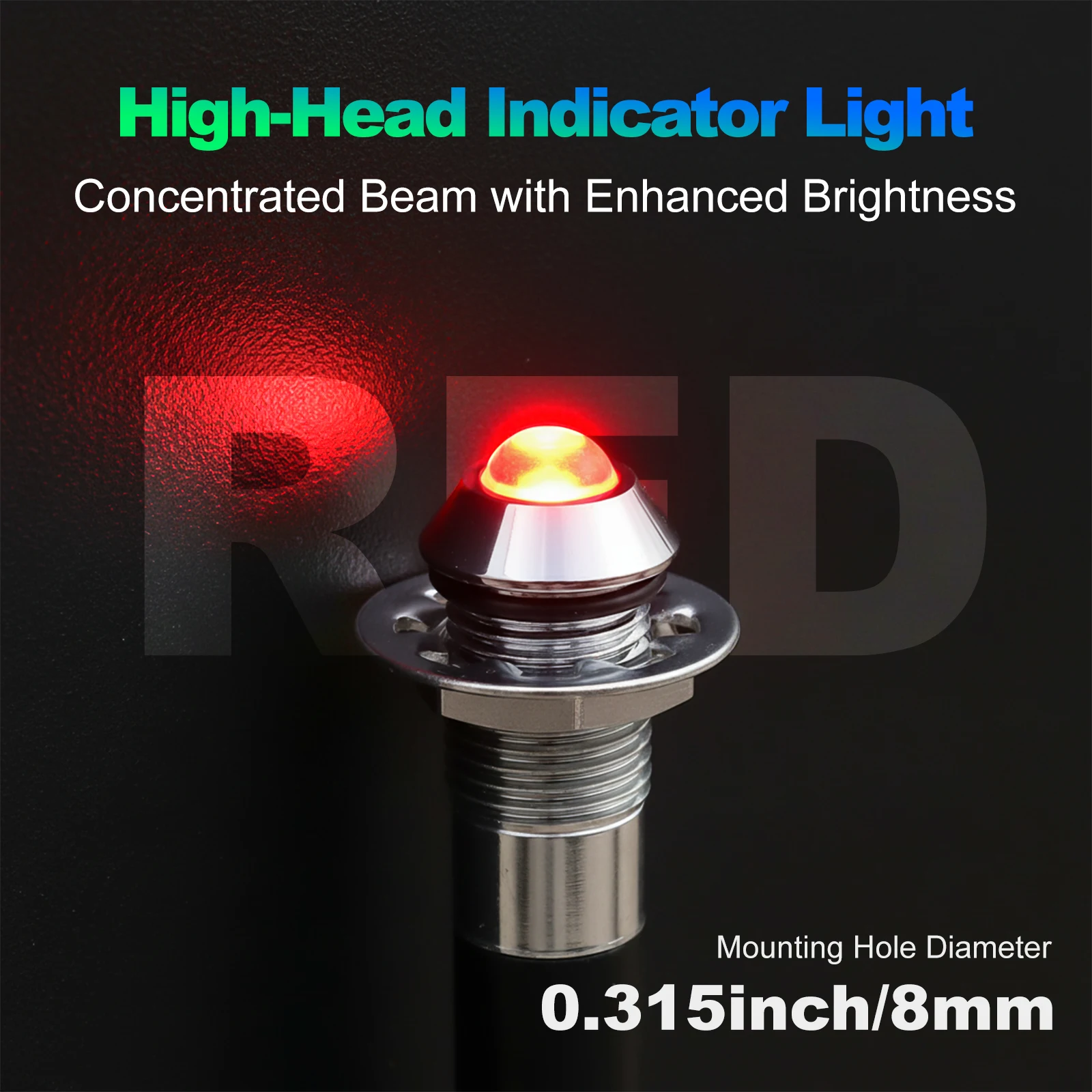 FILN 8mm 12V 24V Metal LED Yanıp Sönen Gösterge Lambası Yüksek Başlıklı Tek Flaş Sinyal Lambası Pilot Gösterge Paneli Yönlü Kablolu Kırmızı Uyarı Lambası
