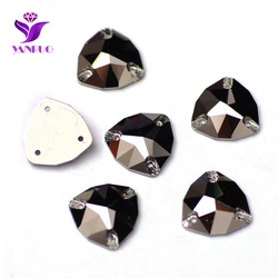YANRUO 3272 Trilliant Fat Triangle Jet Hematite Sewn Rhinestones For Clothes Sew on  Glass Stones And Crystal Dance Dress Stones