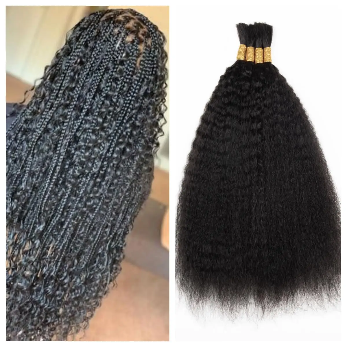 

Kinky Straight Human Braiding Hair No Weft 50g Yaki Straight Bulk Human Hair For Bohe Braids Micro Braiding Hair For Boho Braids