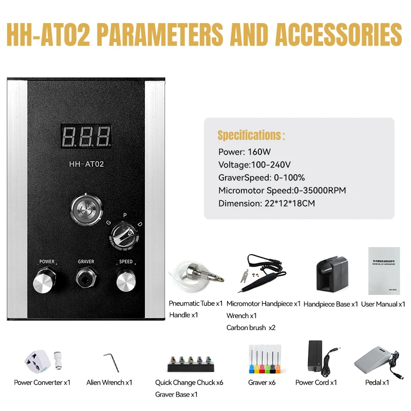 KATWAY Air-free Art Penumatic Impact Engraving Machine No Air Metal Steel Jewelry Making Tool Silver Hand Stone Gold HH-AT02