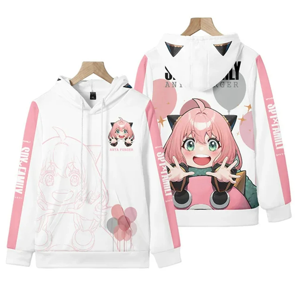 Japanese Anime Style Spy X Family Anya Forger Kawaii Printed Hoodie Pullover Men\'s And Women\'s Sportswear Sudaderas Kids Clothes