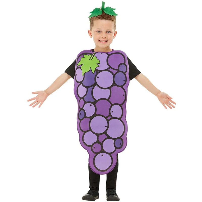 Costume d'Halloween unisexe pour enfants, fruits, raisin, garçons, filles