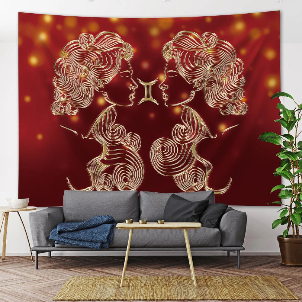 Pretty Gemini Psychedelic Scene Home Decor Tapestry Divination Tarot Boho Wall Hanging Room Decor Yoga Mat Sheets