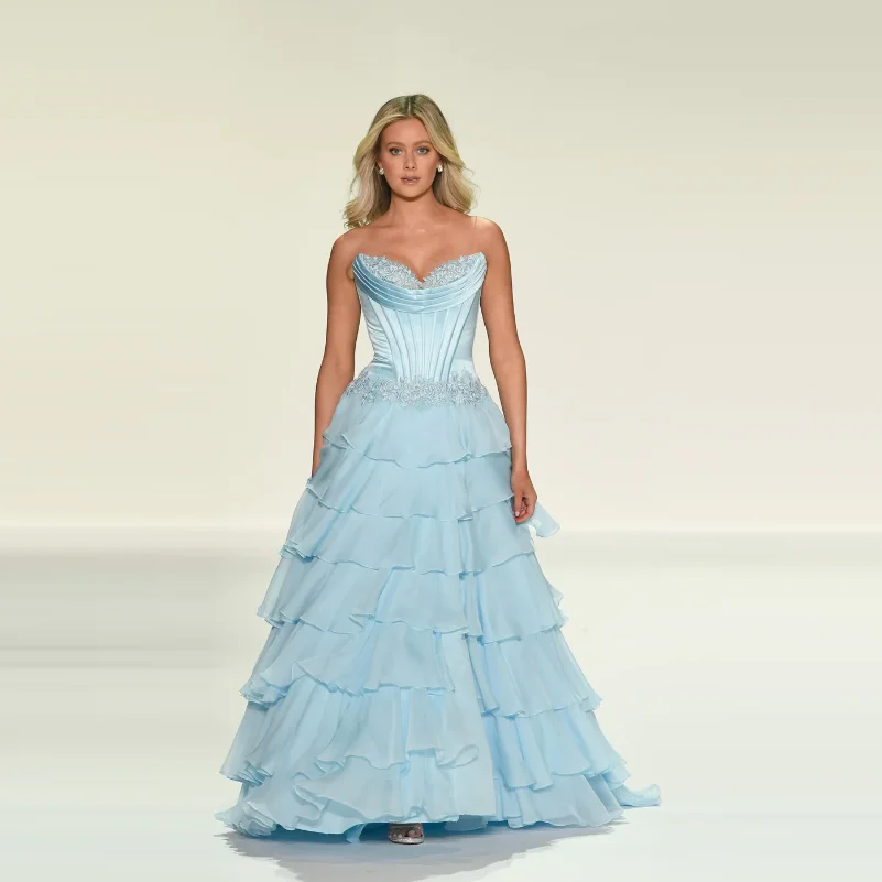Abiti da sera blu cielo Abiti lunghi da ballo arabi divisi senza maniche Applique Chic Abito da festa da donna Tulle a strati A Line Realizzato su misura