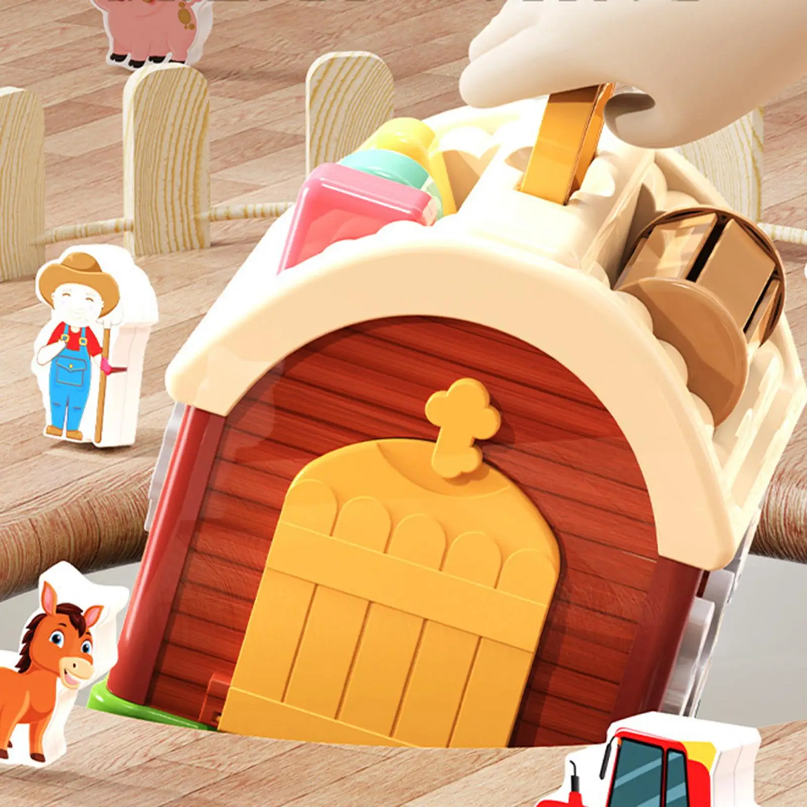 Conjunto de casa classificadora de formas, cubo de atividades para bebês, brinquedo montessori de percepção de cores, brinquedo de aprendizagem de emparelhamento de animais de fazenda para crianças de 3 a 5 anos