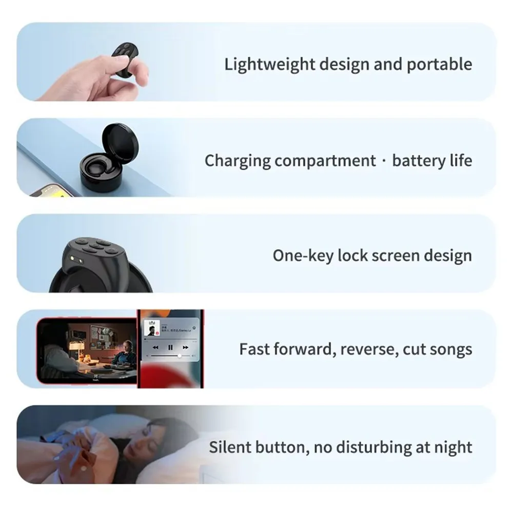 FANGTUOSI Ring Bluetooth Fernbedienung Fingertip Selfie Video Controller Automatische Page Turner Browsing Für Handy TikTok