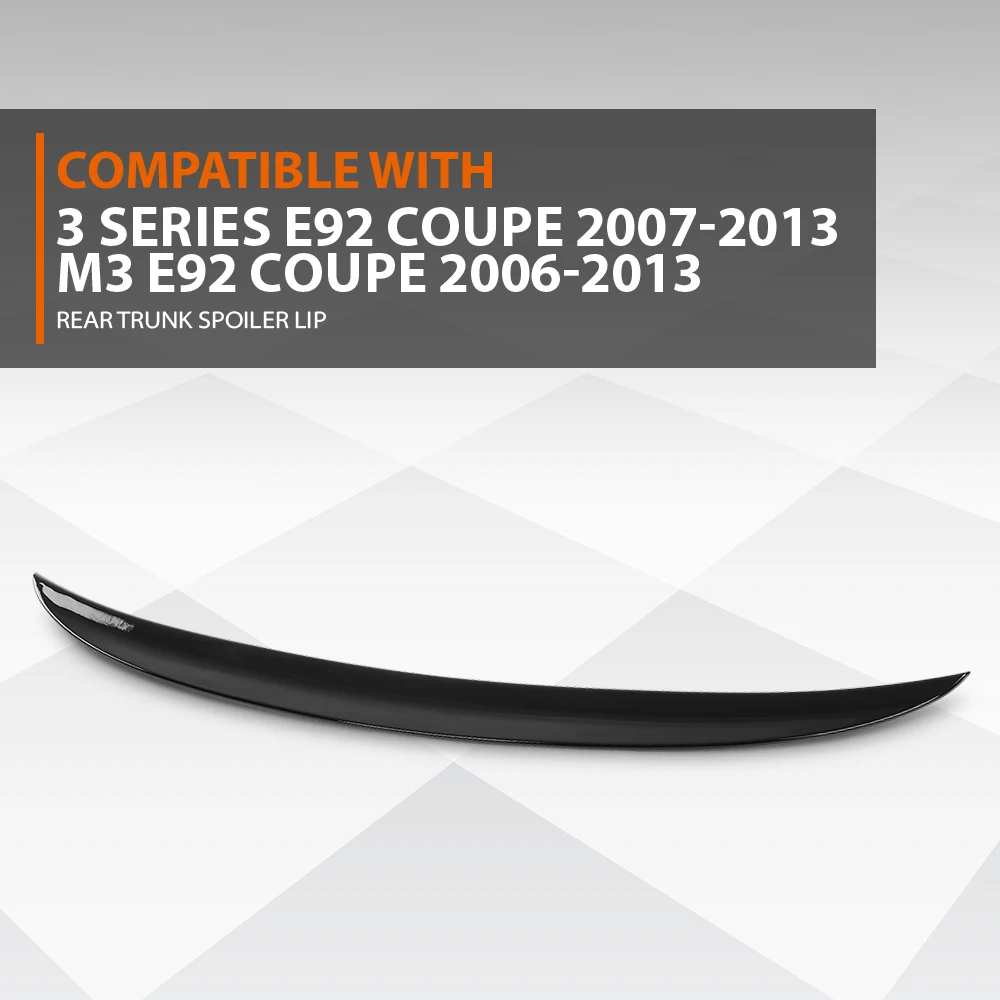Crossdesign Rear Trunk Upper Spoiler Lip Fit for 07-13 Bmw 328I 335I M3 E92 Coupe Gloss Black Pp Painted Adhesive Durable Sturdy