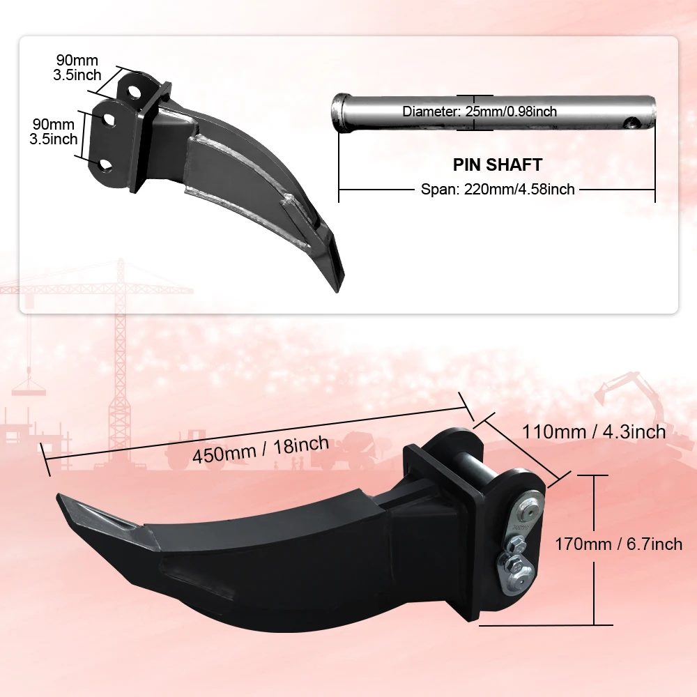 อุปกรณ์เสริม Ripper - ใช้ได้กับรถขุดขนาดเล็ก หมุดฟรี เหมาะสําหรับงานสวน งานฟาร์ม!