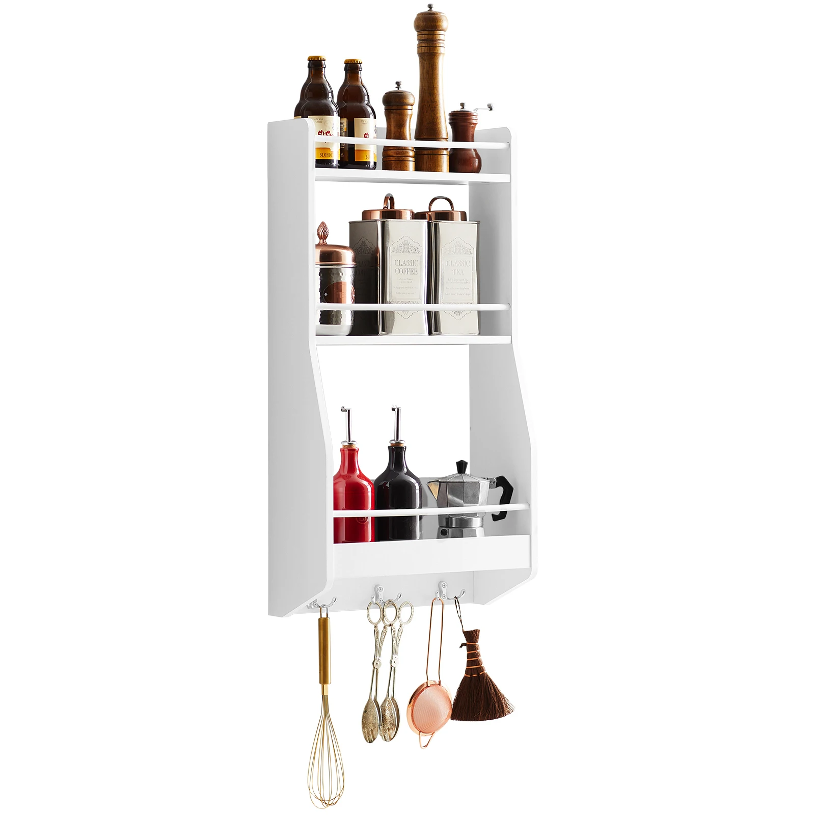 SoBuy KCR12 mensola a muro appendiabiti non importa mensola da bagno portaspezie mensola da cucina Mensola da parete BHT ca. : 38x75x17 cm