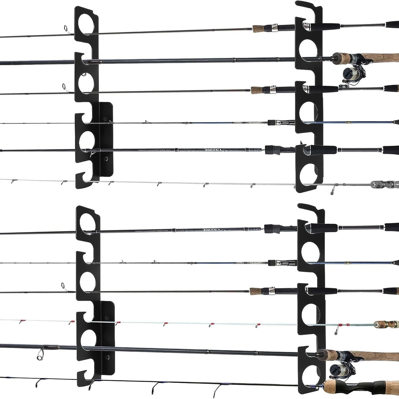 2PACK Stainless steel Fishing Rod Holders Multipurpose with screw for Garage Wall Mount Golf Club Organizers Black