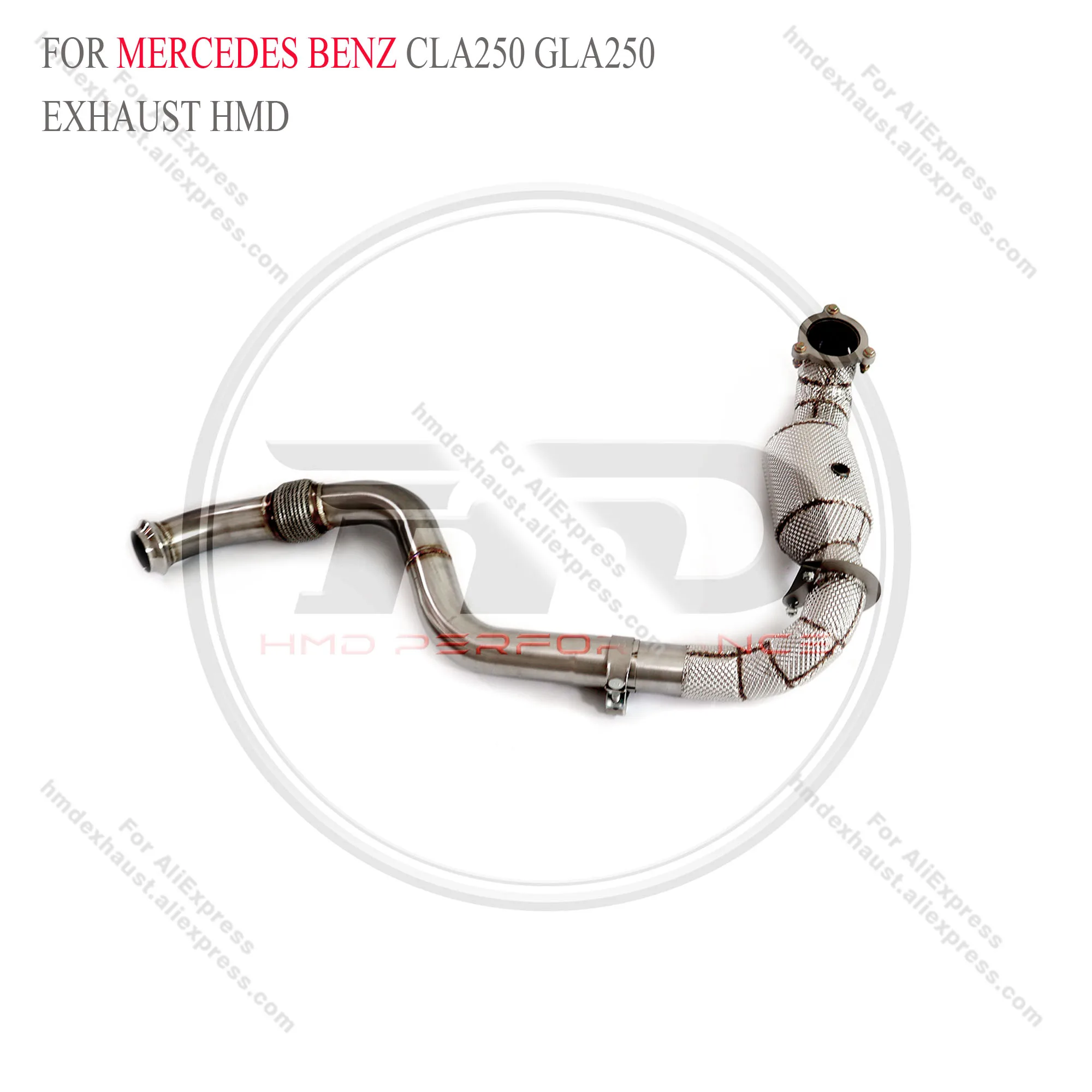

HMD Exhaust System High Flow Performance Downpipe for Mercedes Benz GLA250 CLA250 B250 Catted Catless Pipe With Heat Shield