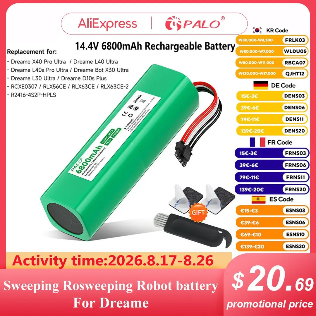 6800 mAh Li-Ionen-Akku für Dreame X40 Ultra L40 L40s Pro Ultra Dreame Bot X30 Ultra L30 Ultra Dreame D10s Plus Staubsauger