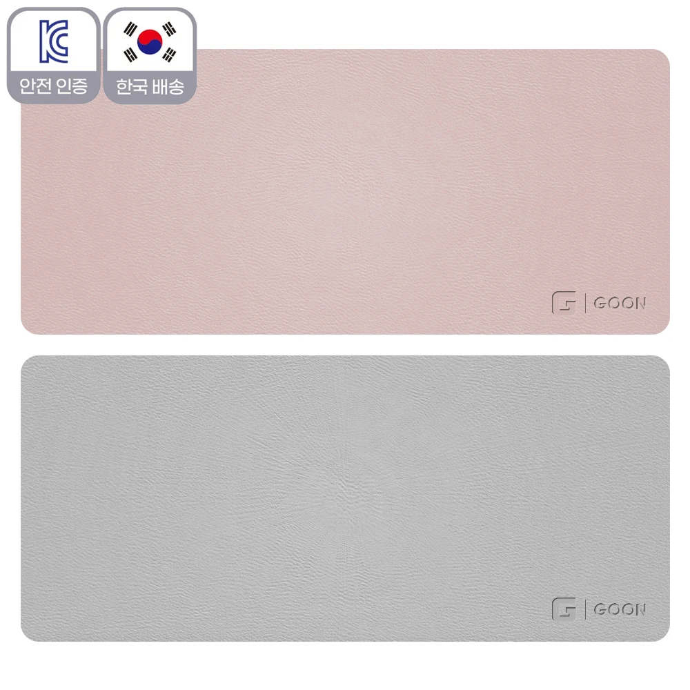 데스크탑 가죽 장패드 양면 와이드 대형 키보드 마우스 생활방수 세척가능 90x40cm 핑크그레이