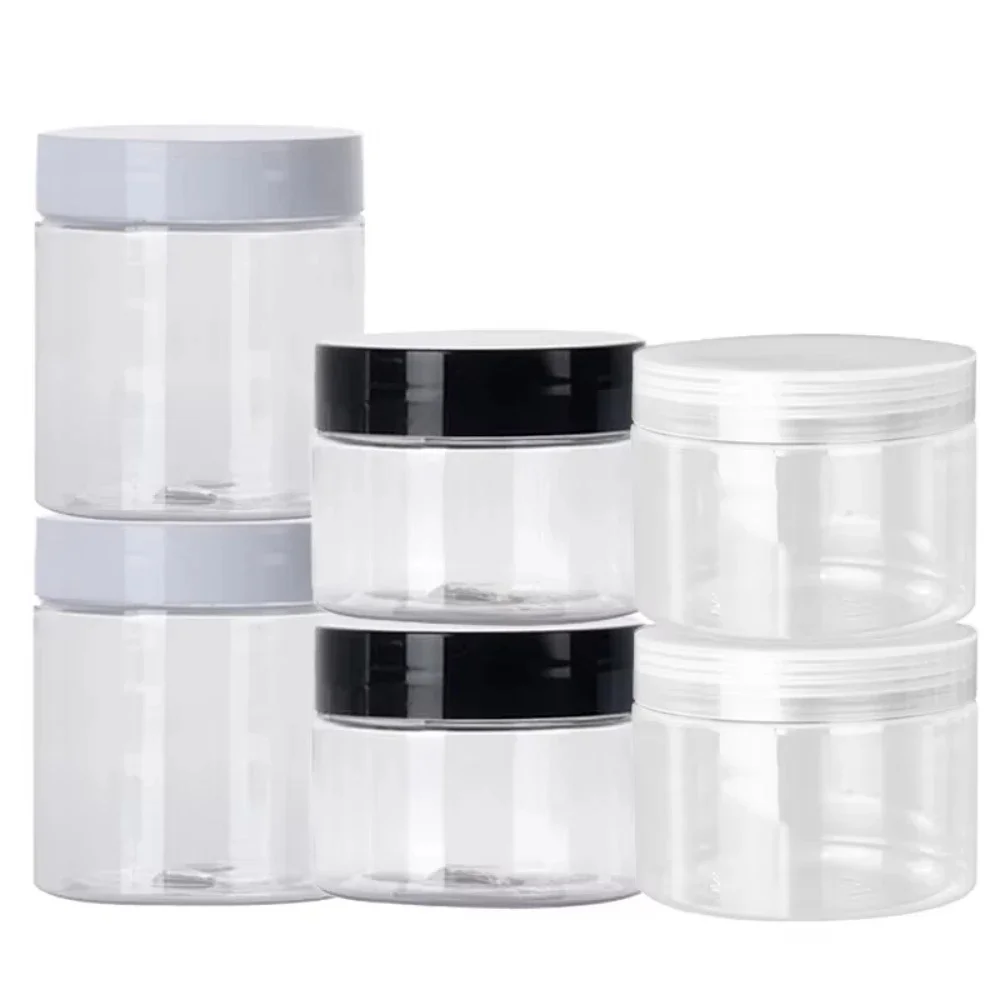12 Stuks 50/100/150/200/250 Ml Doorzichtige Plastic Pot En Deksels Huidverzorging cosmetische Zalfpotje Reizen Set Hervulbare Flessen Opslag Potten - afbeelding 2
