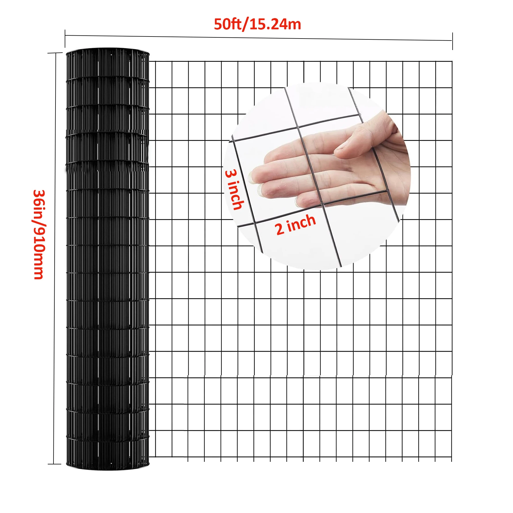 Heavy-Duty Welded Wire Mesh – 36"x50ft Galvanized Steel, 2"x3" Grids (Rust-Proof & Easy DIY Cutting) image 4