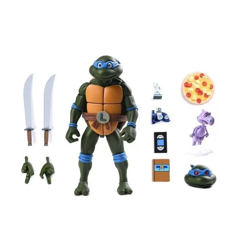 New NECA Cartoon Leonardo Michaelangelo Donatello Raphael Turtles Figures Pizza Club Turtles Anime Action Figure Model  Toys
