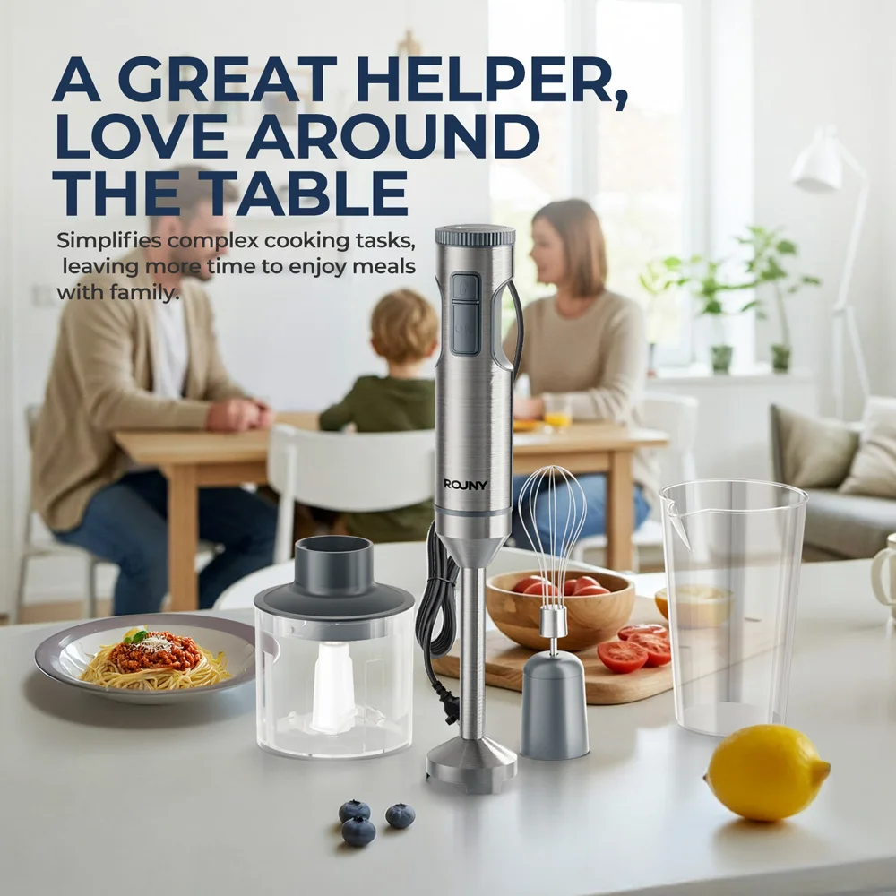 4-in-1-Handmixer 1200 W, Edelstahl-Stabmixer mit 14 Geschwindigkeiten, 700-ml-Becher und 500-ml-Zerkleinerer, Schneebesen, 0 % BPA, aufsteckbare Lagerung – Detail 2