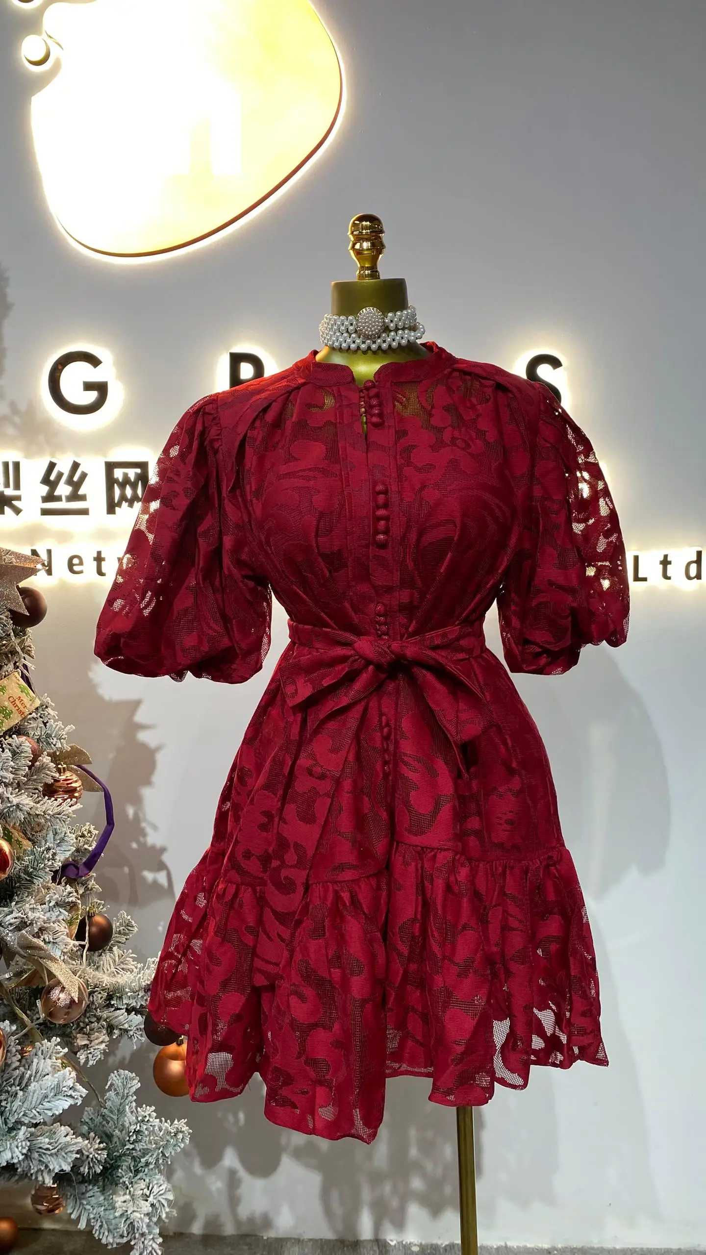 

Womens Casual Mini Dress Designer Fashion Puff Sleeves Printed Dress-GZMM043