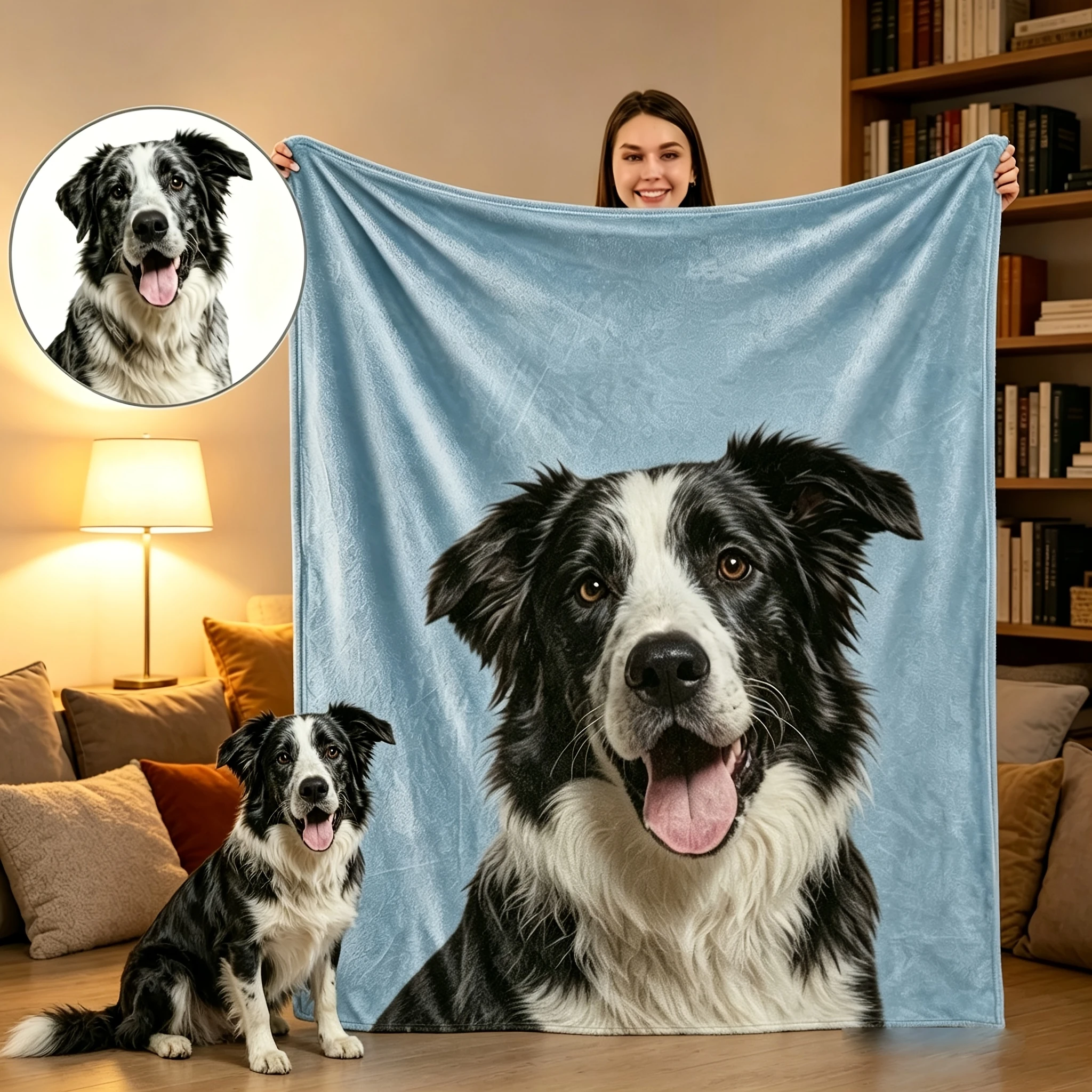 1pc Polyester Rectangular Personalized Custom Blanket, Throw Blanket. Can Be Customized as Idol Style, Customized as Family