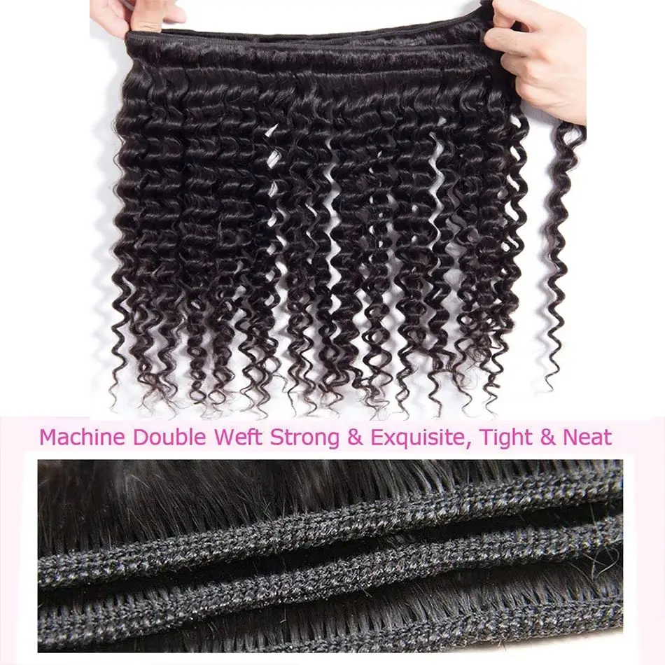 Deep Wave 28 30 Inch 3 Bundles Brazilian Remy Hair 100% Natural Water Wave Curly Human Hair Weave Extensions On Sale