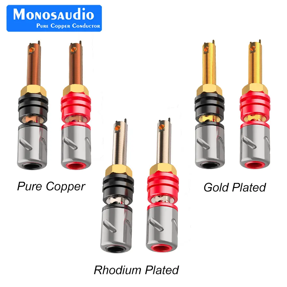 

Monosaudio 2/4Pcs BP651 Pure Coppe/ Rhodium/Gold Plated HIFI Amplifier Speaker Terminal Binding Post Sockets