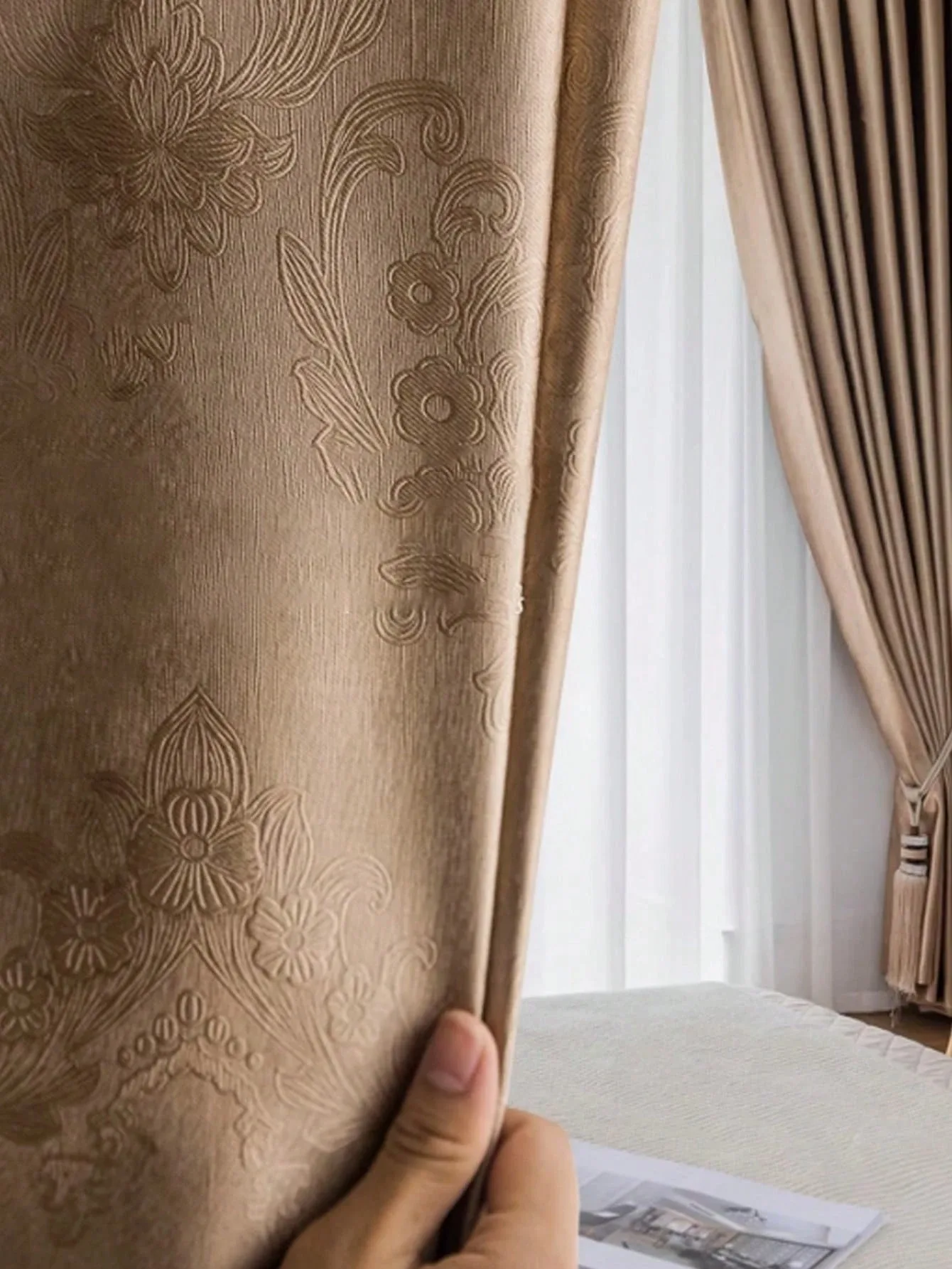 1pc Solid Color Curtain For Living Room Bedroom, Blackout, Decorative, Soundproof, Thermal Insulation, Privacy Protection