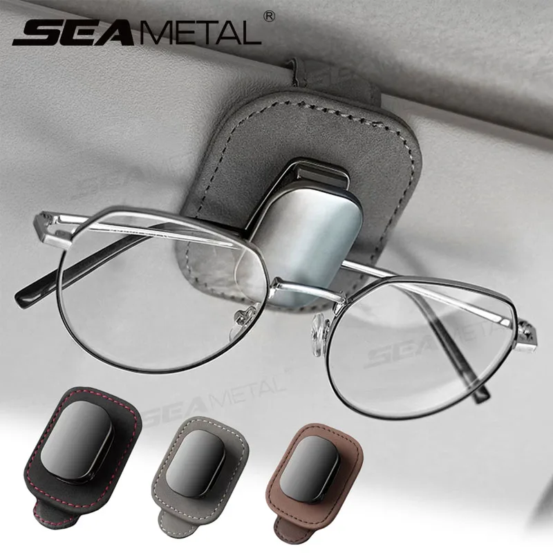 

SEAMETAL Car Visor Metal Glasses Clip Luxury Suede Sunglasses Holder Compact Size Alloy Auto Eyeglasses Hanging Mount Universal