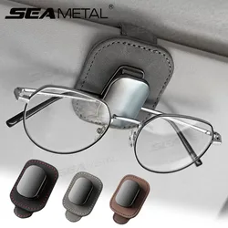 SEAMETAL Car Visor Metal Glasses Clip Luxury Suede Sunglasses Holder Compact Size Alloy Auto Eyeglasses Hanging Mount Universal