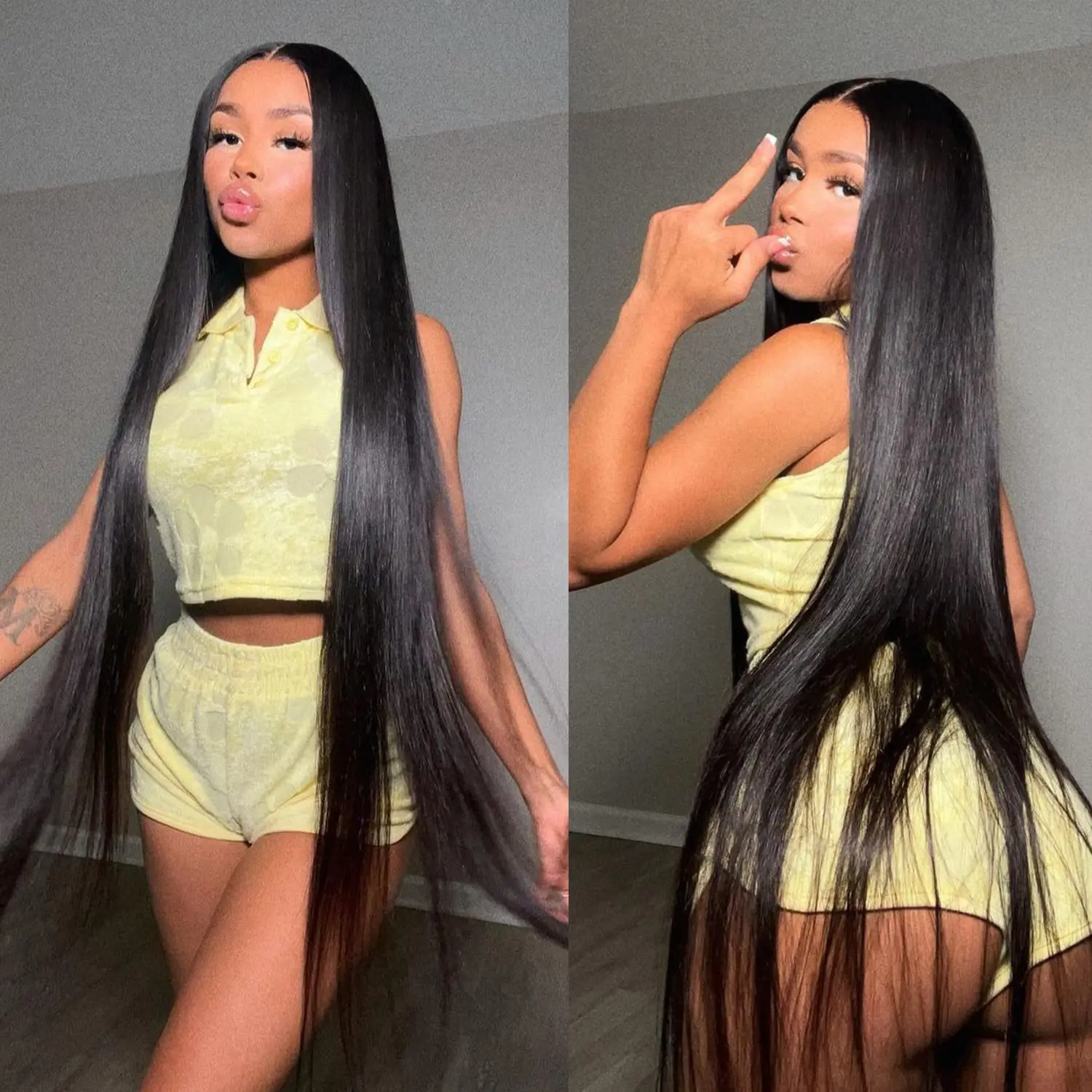 

300 Density Natural Black Straight Hd Transparent Lace Frontal Wig 13x6 Black Wigs 32 40 Inch Brazilian Human Hair Wig For Women