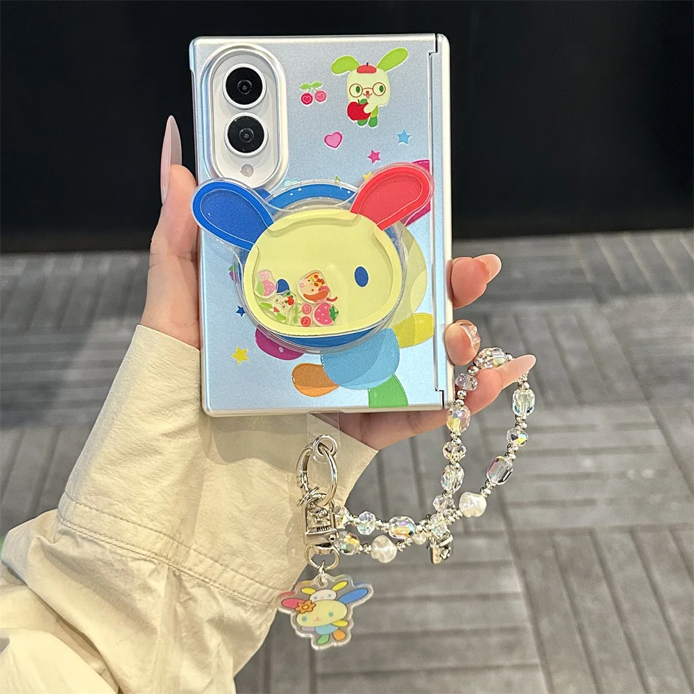 Fashion Cute Cute Small Flower Rabbit Magnetic Phone case for Samsung Galaxy Z Fold 8 fold 8 Cover With Magsafe Stand Chain Case