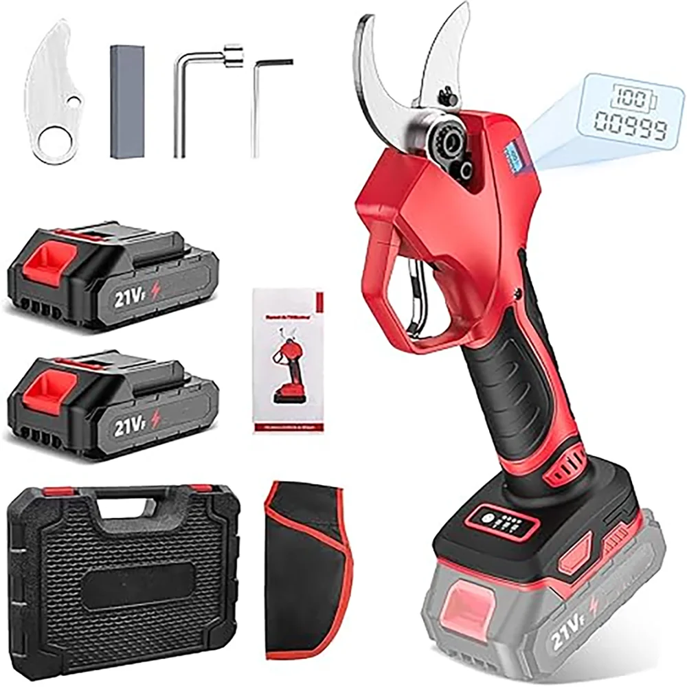 Cesoie da potatura elettriche da 1000 W/900 W 50mm Cesoie da potatura a batteria senza spazzole Strumento da taglio per rami di alberi da frutto da giardino con batteria da 2 pezzi