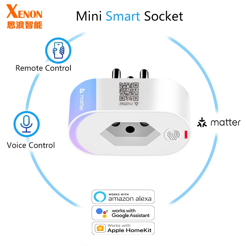 UseeLink Matter Smart Plug BR 16A Smart Socket APP Power Electrical Socket WiFi Work With Homekit Alexa Google Assistant