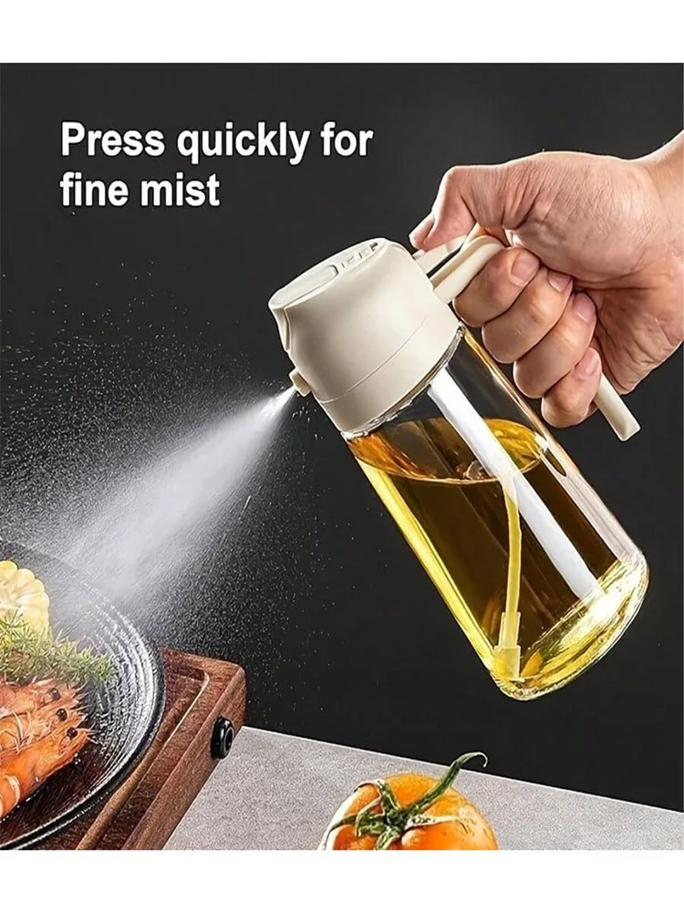 1 Piece Plastic Oil spray Bottle, Cooking Oil Dispenser, Olive Oil spray Dispenser and Oil Dispenser 2 in 1, Cooking Oil Sprayer, BBQ, salad, horn