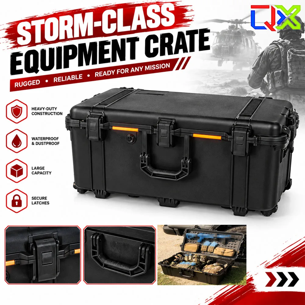 QX Heavy Duty Hard Protective Case Rolling Tool Box Waterproof Shockproof Equipment Storage Case Trolley