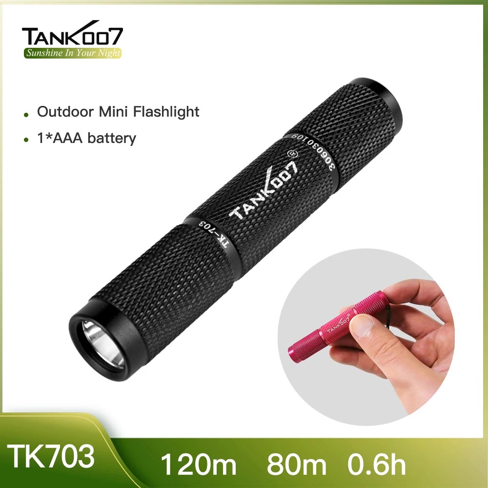 TANK007 TK703 Outdoor Mini Pocket Edc Zaklamp Led Licht Torchlight Aaa Batterij Draagbare Vinger Size Outdoor Waterdichte