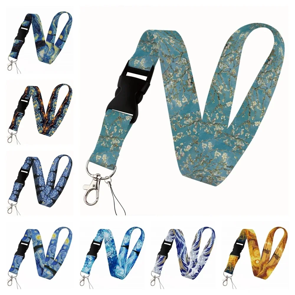 Peintures célèbres lanière clés chaîne porte-Badge ID carte de crédit passe accrocher corde Lariat téléphone portable charme accessoires cadeaux