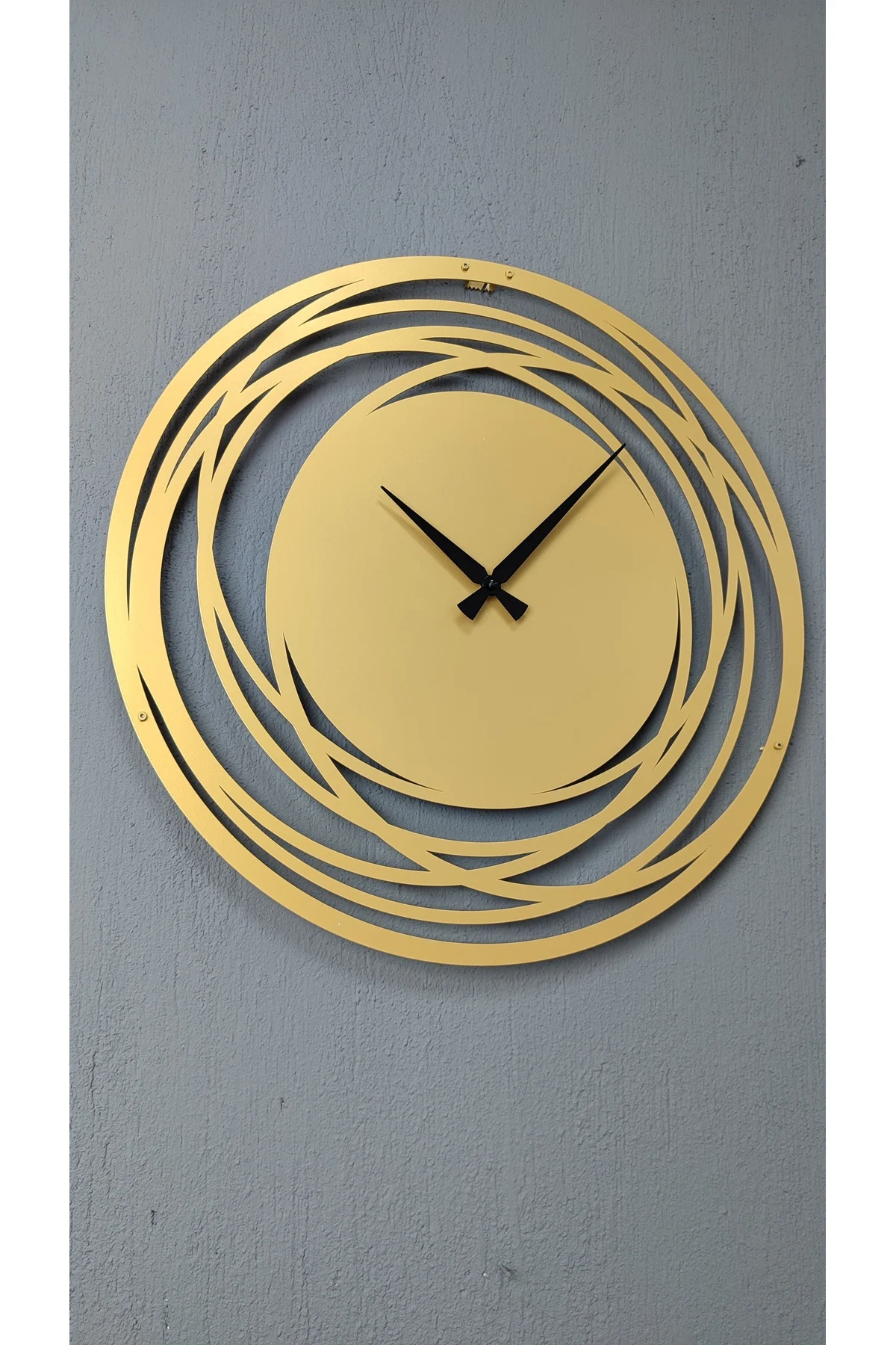 Modern Circle Metal Gold Wall Clock Black Gift Clock Home Office Clock 1.5 mm Thickness 50x50 Cm Home Office Clock Gift Clock