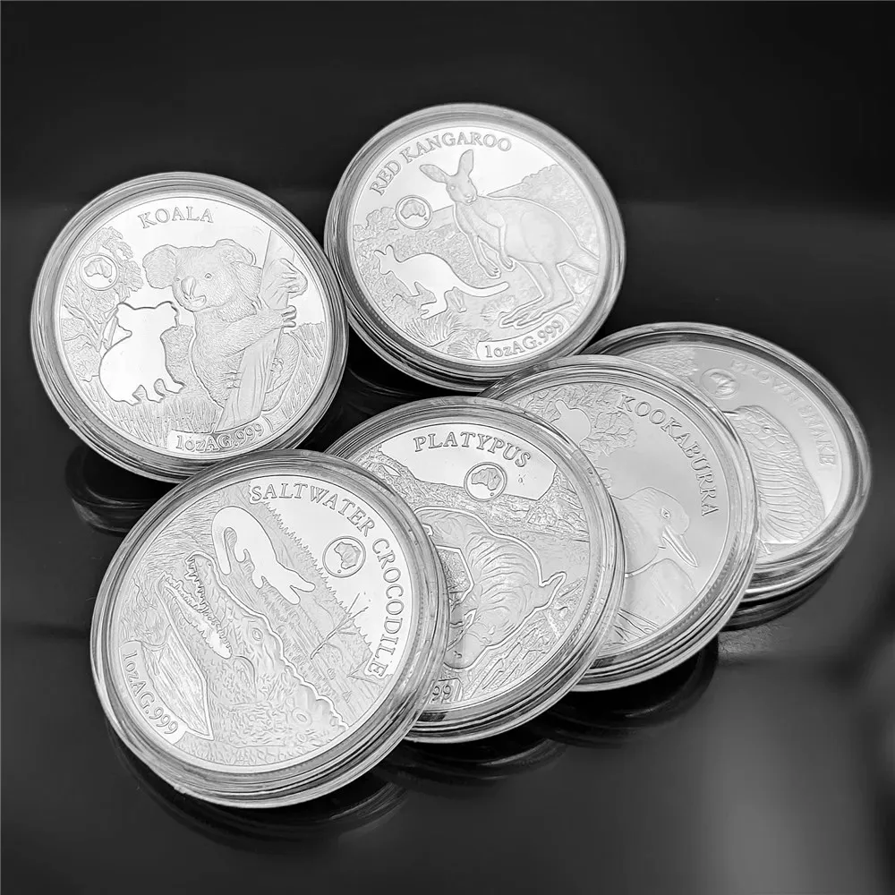 2019 أستراليا العملات الفضية كوالا المياه المالحة التمساح الكنغر الأفعى 1 أوقية الحيوان عملة فضية إليزابيث هدايا تذكارية