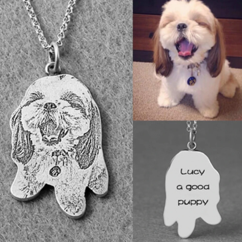 

Personalized Pet Photo Necklace Engraved Pets Necklaces Gifts Handmade Custom Dog Cat Chain Memory Jewelry Christmas Day Gift