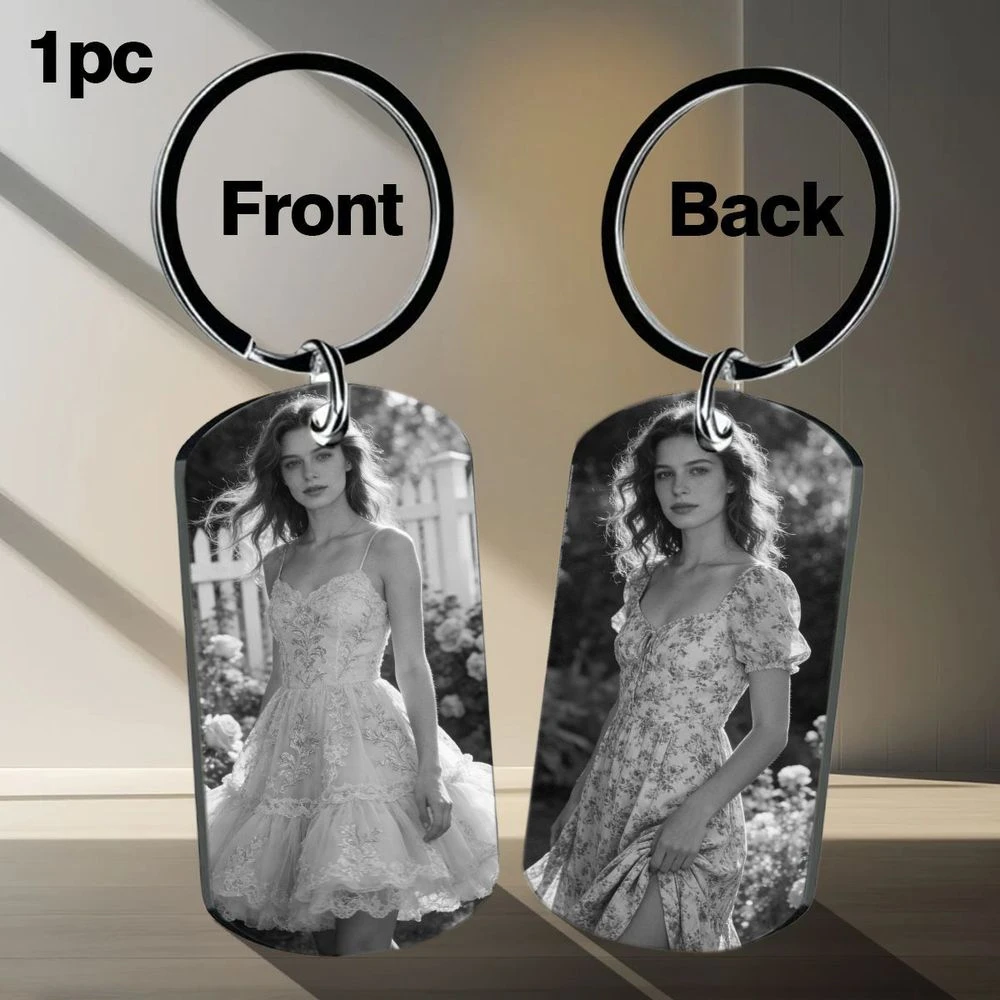 Personalized Double Sided Metal Photo Keychain Customizable Picture Pendant Gift For All Birthday Anniversary Occasions